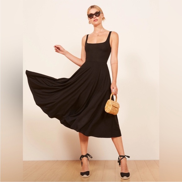 Reformation Dresses & Skirts - Reformation Black Rou Jersey Knit Sleeveless Classic Midi Dress